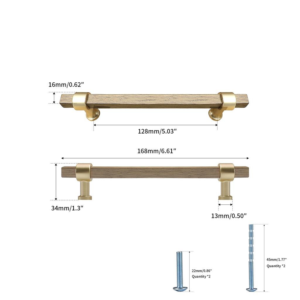 Furniture Hardware T-shaped Log-style Solid Wood Kitchen Cabinets Wardrobes Wooden Handle Drawers Knob Shoe Cabinets Pull