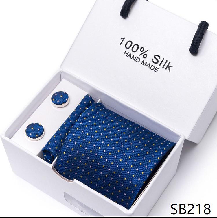 Men's 1200-Needle High-Density Business Stripe & Paisley Tie Set - 6 Piece Groom & Wedding Gift Box