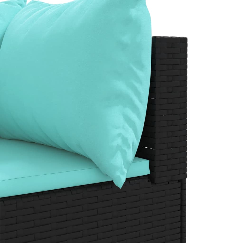 10 Piece Garden Lounge Set with Cushions Black Poly Rattan