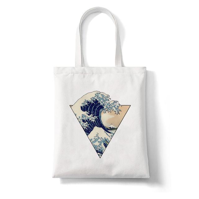Women Shopper The Great Wave Kanagawa Printed Tote Bag High Capacity Harajuku Handbag Girl Shoulder Shopping Bag Lady Canvas Bag