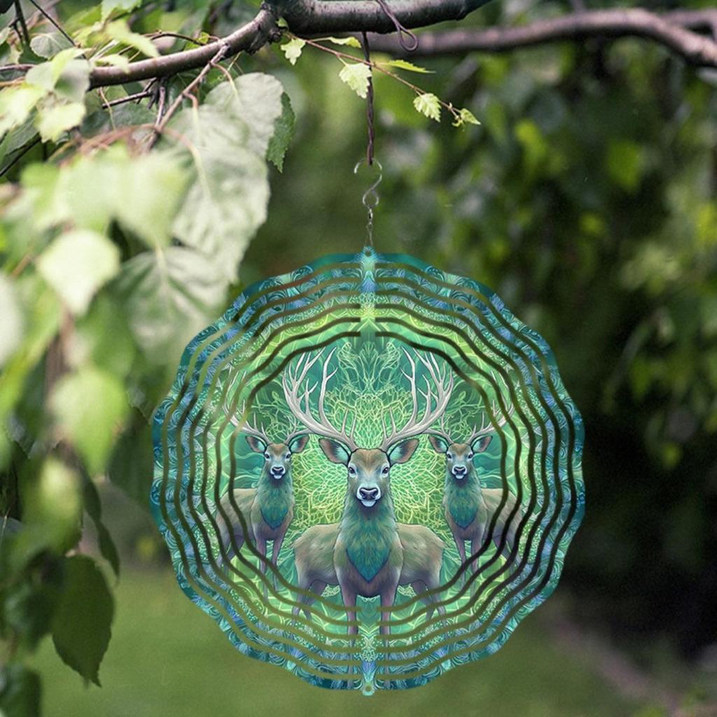 10 Inch Metal Wind Chime with Deer Design for All Seasons 360 Degree Swivel Hook Garden Decor No Electricity Needed