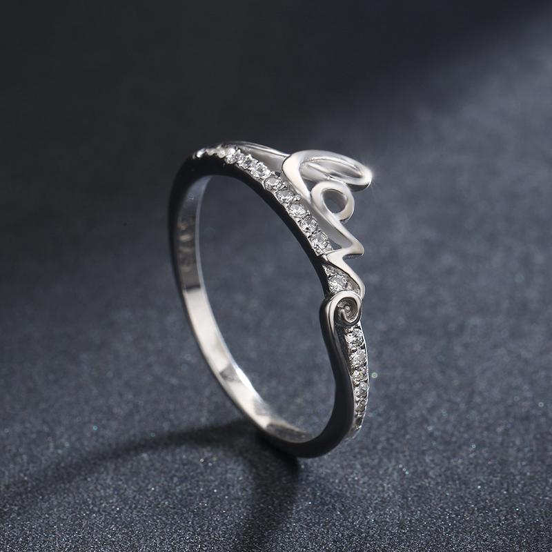MODIAN Romantischer Buchstabe LIEBE Schlichter Ring Mode 925 Sterlingsilber Klarer Zirkonia Fingerringe Für Frauen Feiner Schmuck Bijoux