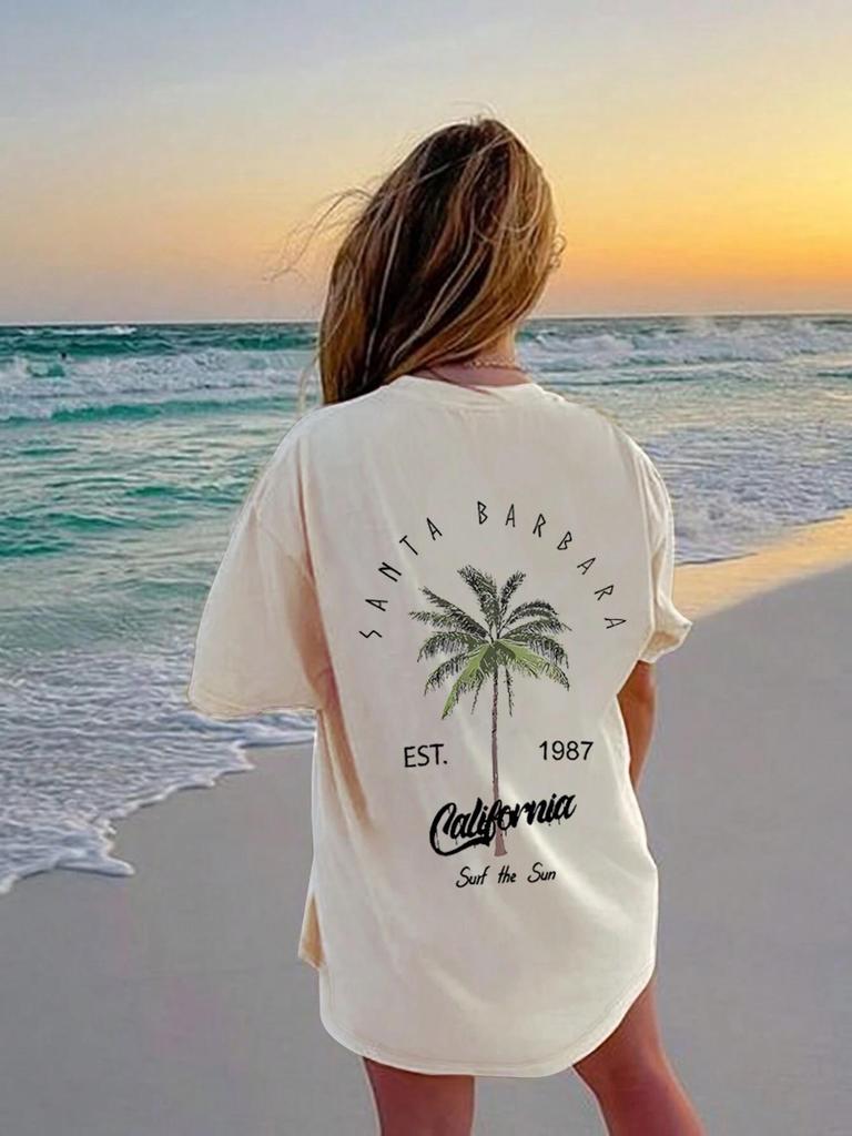 100 Cotton Women Tshirt Galafonia Coconut Palm Printed Tee Shirt Summer Comfortable Loose Tops Street Fashion Female Clothes