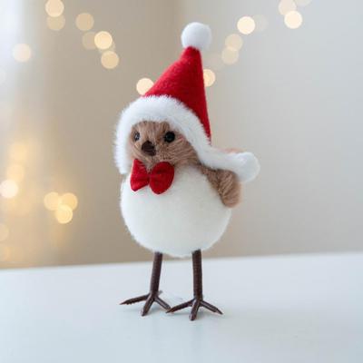 3 Pcs Christmas Bird Figurine Furry Fake Birds Ornaments Winter Plush Foam Bird with Scarf for Holiday Home Kitchen Decor