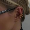 SHIXIN Minimalist Stainless Steel Chunky Triple Ring Clip-On Earrings Women Punk Non-Piercing Ear Cuffs Cartilage Trendy Jewelry