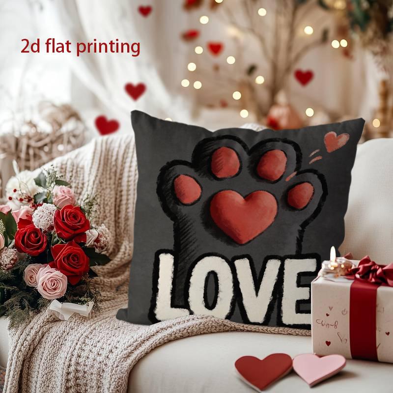 Liebe Pfotenabdruck Kissen: Herzerwärmende Dekoration für Zuhause Muster Kissenbezug Geeignet für Sofa Schlafzimmer Auto Kissenbezug