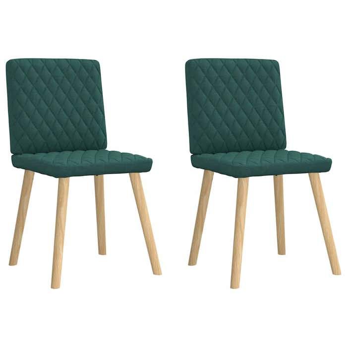 VidaXL Chaises à manger lot de 2 vert foncé tissu, chaise, chaise de salon, chaise d'accent, chaise de cuisine, siège de 4101126