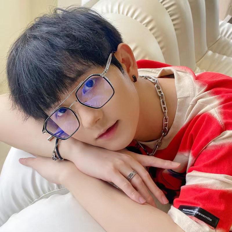 Wei Ting With Sunglasses Men'S Trendy Large Square Sunglasses Men'S Anti-Blue Glasses