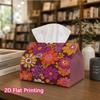 1pc, 2d Flat Printing, Tissue Box Colorful Floral Patterns Printed Tissue Box, Durable Decorative Storage Box for Kitchen and Living Room, Dispenser F