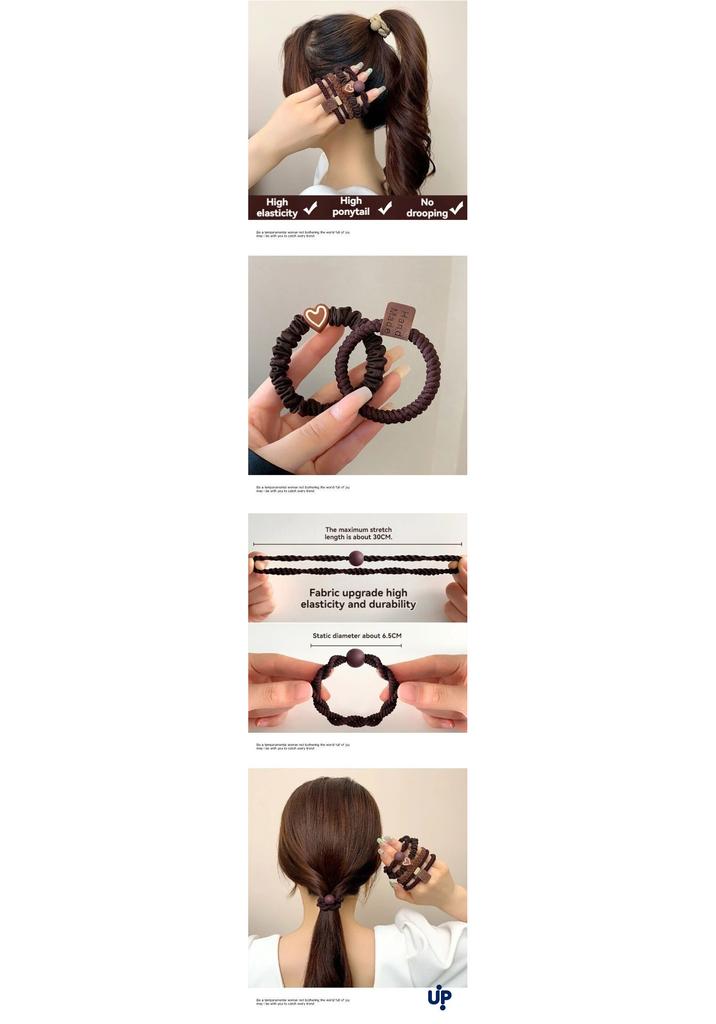 10PCS Headband Leather Band Female High Ponytail Holster Hair Accessories Simple High Elasticity Durable Rubber Band