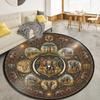African Tribal Mandala Round Area Rug,Carpet Rug for Living Room Bedroom Sofa Playroom Decor,Non-slip Floor Mat Q0006
