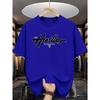 Summer Men's Casual Loose Fit Plus Size Houston Letter Print Sporty Crew Neck Short Sleeve T-Shirt