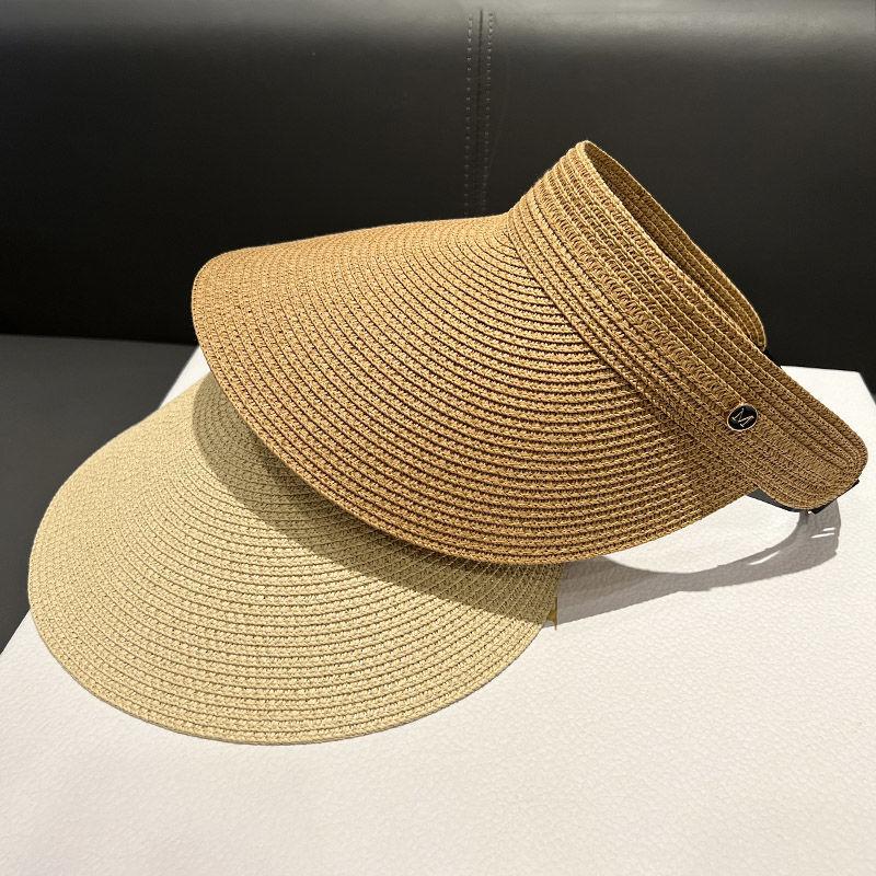 Straw Big Eaves Hat Spring and Summer Anti-ultraviolet Sunshade Empty Top Hat Children Internet Celebrity Versatile No Top Hat