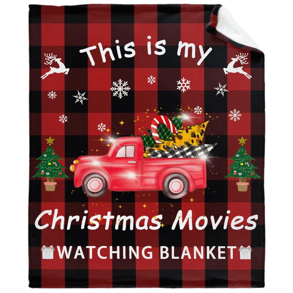 Christmas Elves Checkered pattern digitalprinted polyester velvet flannel cover blanket Fleece sofa cover blankets for beds