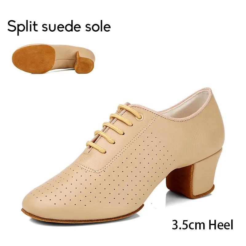 TWBEB Damen Moderne Standardtanzschuhe Leder Trainings Tanzsneaker Damen Frau Tango Latein Tanzschuhe Sneakers 3,5/5CM