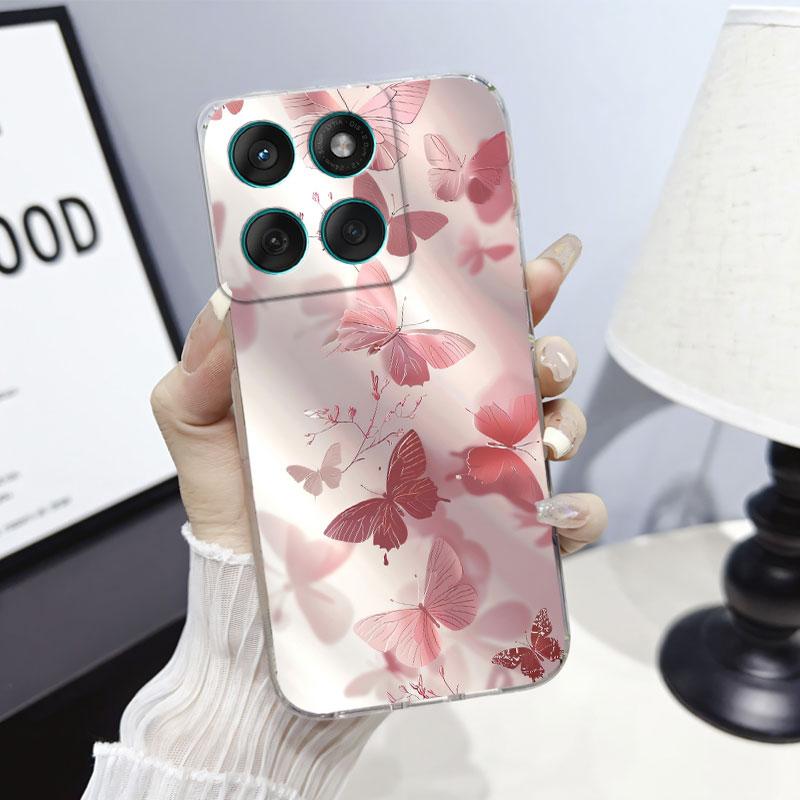 Phone Case For Moto Edge 60 Fusion Case Protect Cover For Motorola Moto Edge 60 Marble Butterfly Print Clear Soft Silicone Funda