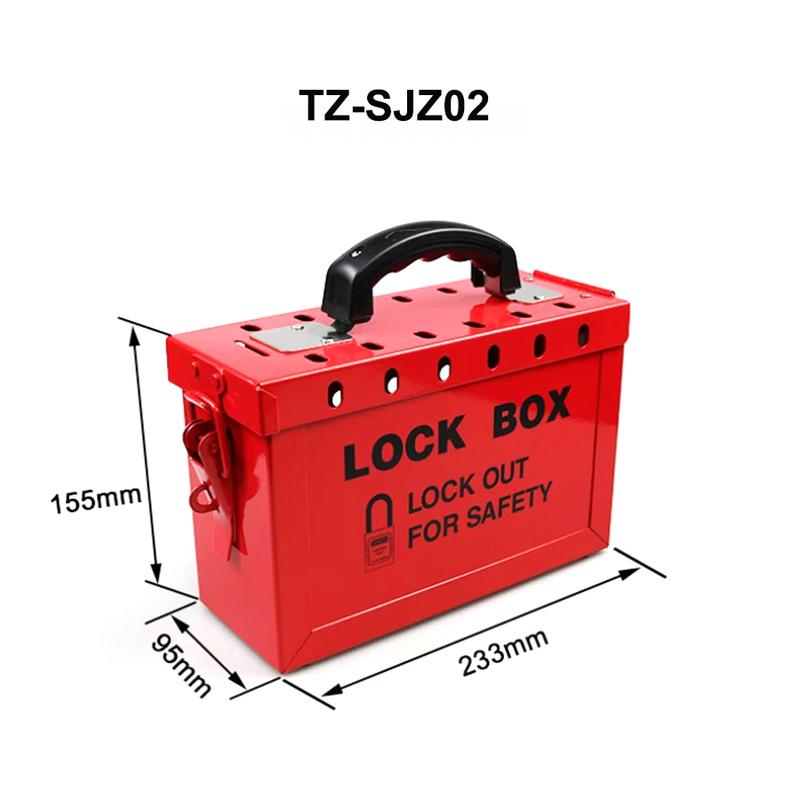 Red Portable Steel Group Safety Lockout Box Kits Small Hand Lock Box Steel Plate Management Station Tagout Box