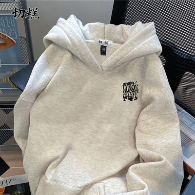 2025 Autumn and Winter Guochao Printed Men's Hooded Sweater Loose Hoodie Couple Women's Fleece Thickened Versatile Jacket