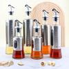 Stainless Steel No-Drip Glass Oil Pourer - Automatic Open/Close, Anti-Leak Soy Sauce & Vinegar Bottle with Scale