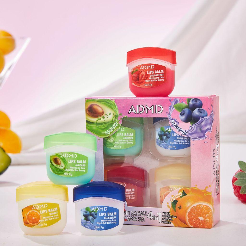 8pcs/4pcs Box Fruits Lip Balm Sets Moisturizing Lipstick Makeup Base Moisturizer Lip Balm Anti-Cracking Lips Skin Care