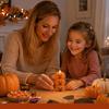 Spooky Holiday Home Accents Halloween 3 Tier Stacked Pumpkin Candle Light, Flickering Flameless LED Fall Atmosphere Ornaments Candle, Battery Operated