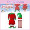 Christmas Costume For Kids Long Sleeve Red Spandex 7-piece Set