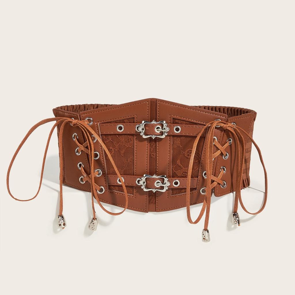 Elastic Lace Corset Belts for Women Wide Stretch Cummerbunds Female Goth Punk Dress Corset Belt Waistband