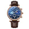 Genuine Leather Watch with Van Gogh Starry Sky Leather Waterproof Quartz Brown Perfect Gift for or Boyfriend Men's Design Analog, Calendar, Strap,
