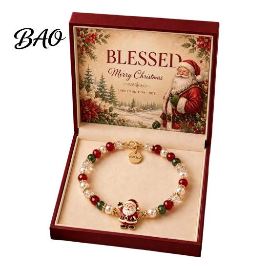 Non-fading Bracelet Christmas Bracelets for Women, Santa Claus Elk Snowman Tree Wear-resistant Beaded Bracelet, Holiday Jewelry Gifts Stocking