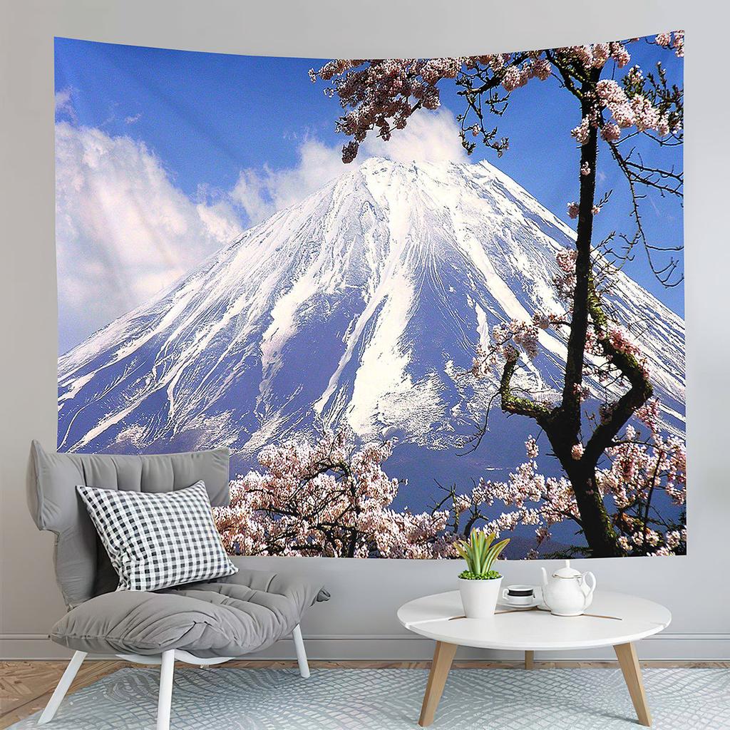 Japan Mount Fuji Tapestry Red Pagoda Tapestry Natural Landscape Tapestry Aesthetic Home Decor Tapestries for Living Room Bedroom
