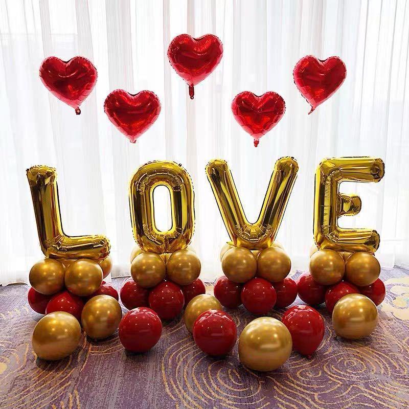 Honeymoon Room Wedding Scene Decor Set: Love Letter Balloons & Transparent Boxes