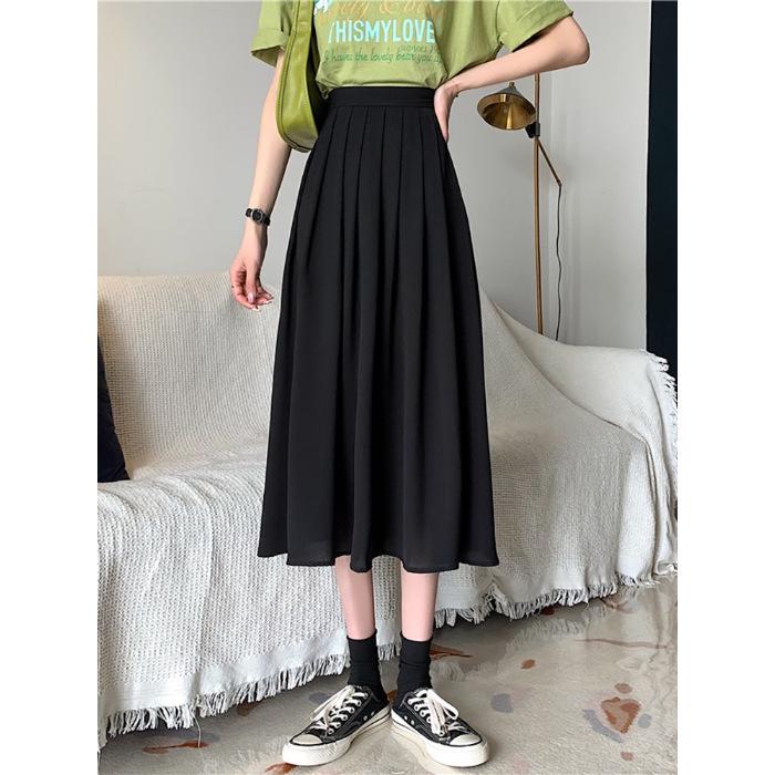 Korean Style High-Waisted A-line Pleated Skirt for Women - Slimming, Versatile, Mid-length (2026 Summer Collection)