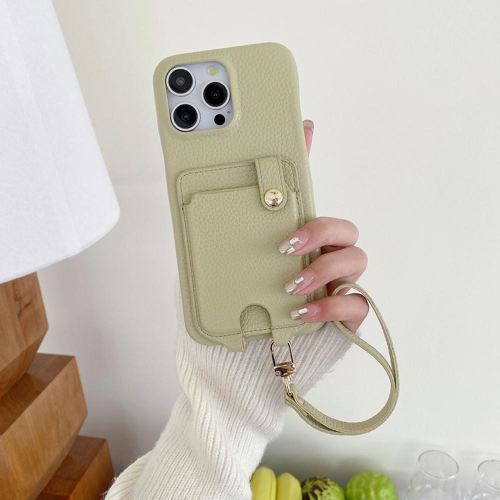 Für iPhone 15 Pro Max Hülle Multifunktionale Kartenfächer Leder Rückseite mit Handschlaufe