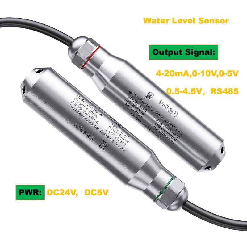 0-8m 5m 10m Liquid Level Sensor Transmitter 4-20mA 0-10V 0-5V 304 Probe Hydrostatic Level Transmitter Transducer for Water Tank 4-20mA output