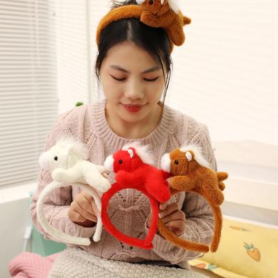 Cartoon Niedliches Pony Stirnband Haarklammer Haarklammer Jahr des Pferdes Maskottchen Kinder Erwachsene Haaraccessoires Mädchen Beruhigende Stoffpuppe