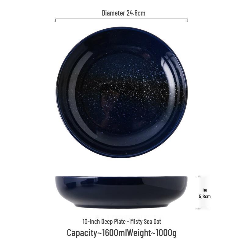 

ZISIZ 10-inch Round Ceramic Deep Dish Plate