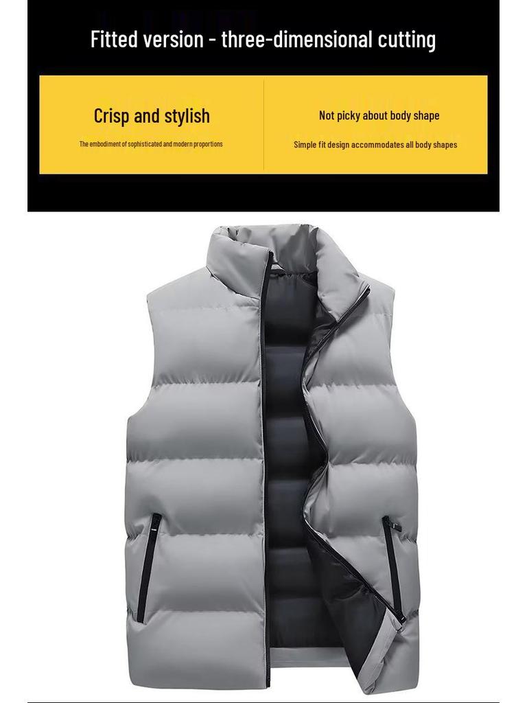 Herre Lett Bomull Ermeløs Vest - Varm Overbekledning for Vår, Høst og Vinter