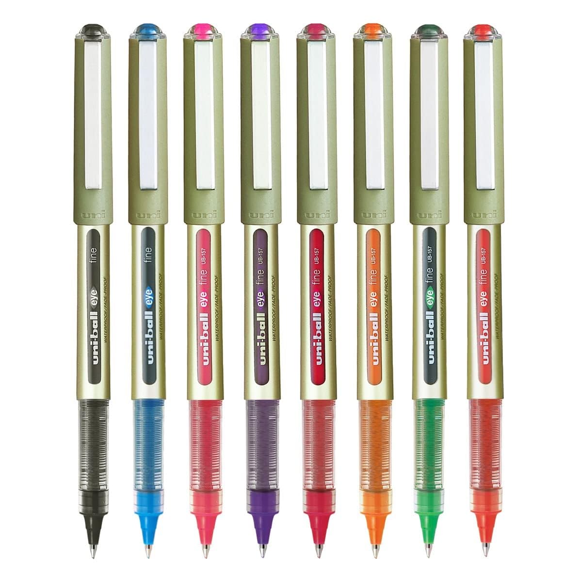 Uni-ball Eye UB157 0.7 mm Roller Ball Pens Multicolor Ink Pack of 8 for Office, School & Home Use