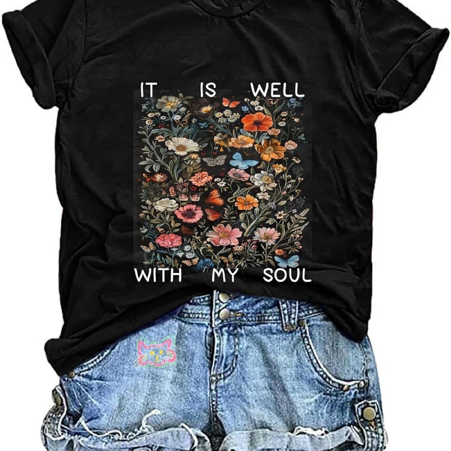 Christian T-Shirt for Women Dandelion Sunflower Jesus Belief Bible Verse Faith Love Hope Graphic Top XXXXXL разноцветный
