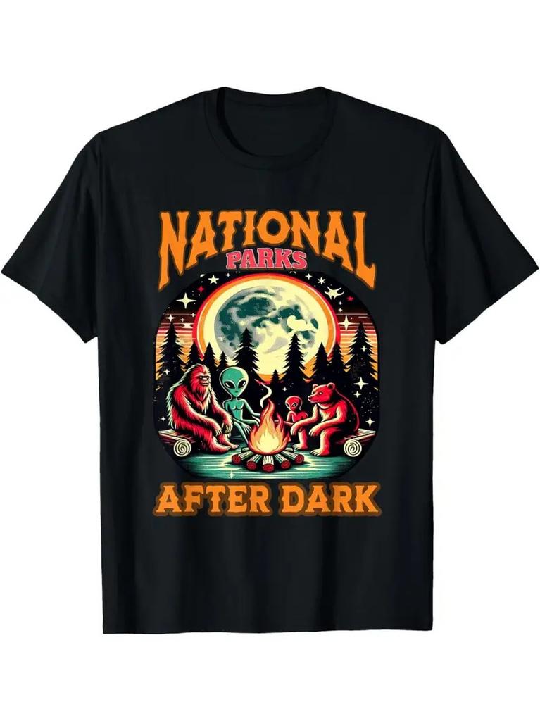 National Park After Dark in Landscapes Retro Vintage Apparel T-Shirt Regular-Fi Unisex T-Shirt