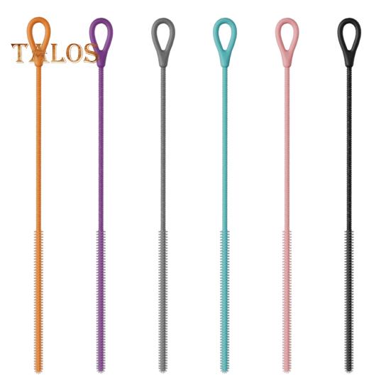 2-teiliges Silikon-Strohhalmbürsten-Set, Tiefenreinigungskraft, lebensmittelechte Milchtee-Fleckenentfernerbürste, rutschfester Griff, Strohhalm-Reinigungswerkzeug
