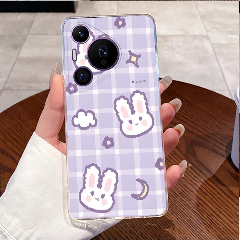 Back Cover For Huawei Pura70 Pura 70 Pro Plus Case Luxury Cute Love Rabbit Funny Pattern Clear Soft Slim TPU Silicone Phone Case