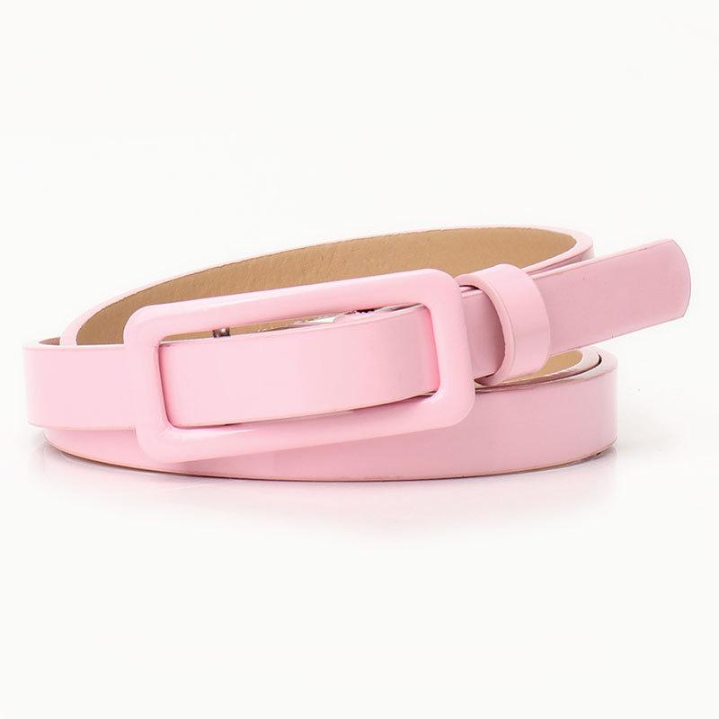 No Perforated Patent Leather Buckle Women'S Belt Jeans Dress Decorative Belt Candy-Colored Small Belt
