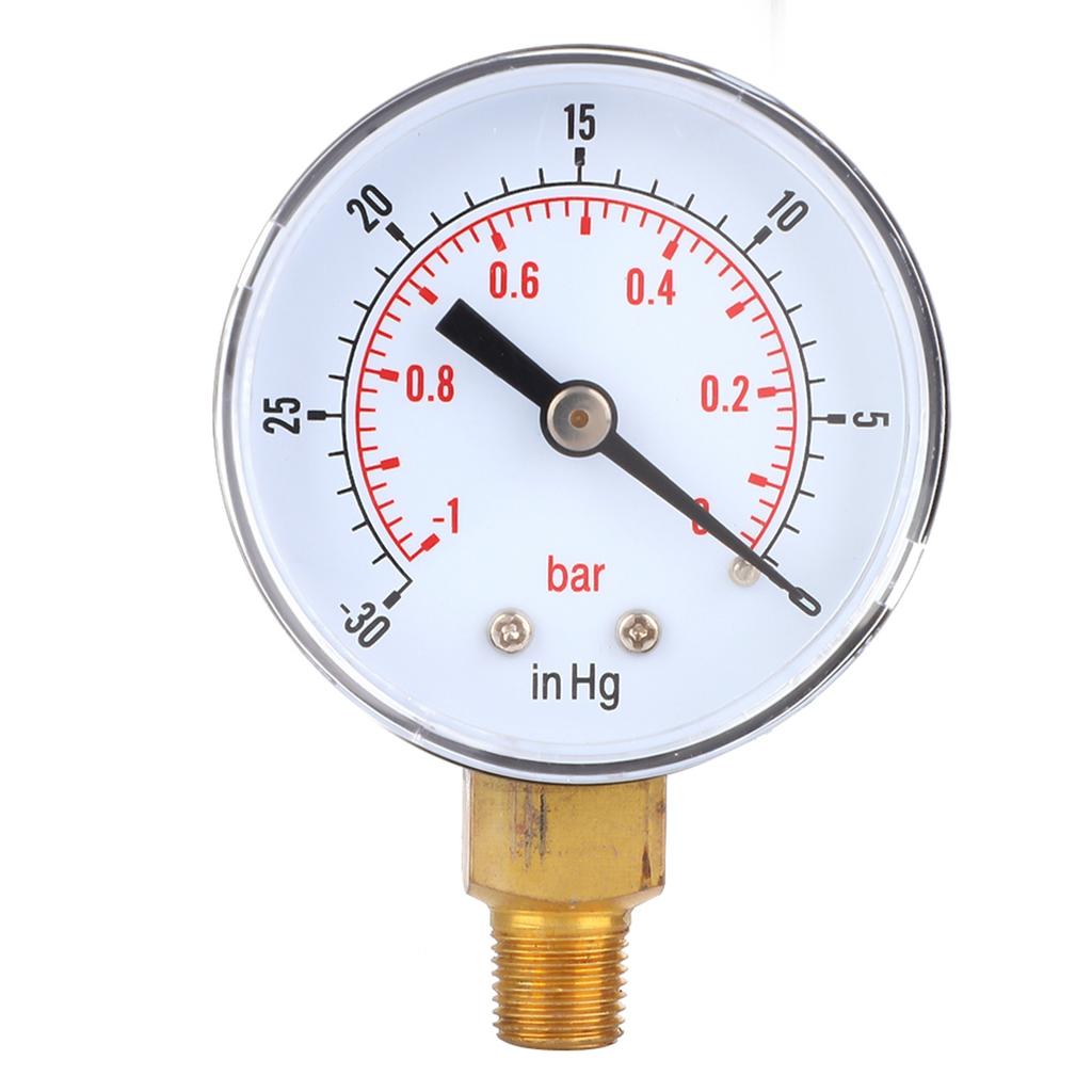 Vacuum Gauge  1 0Bar  30 0inHg 50mm 1 8 BSPT Bottom Connection for Air Water Oil