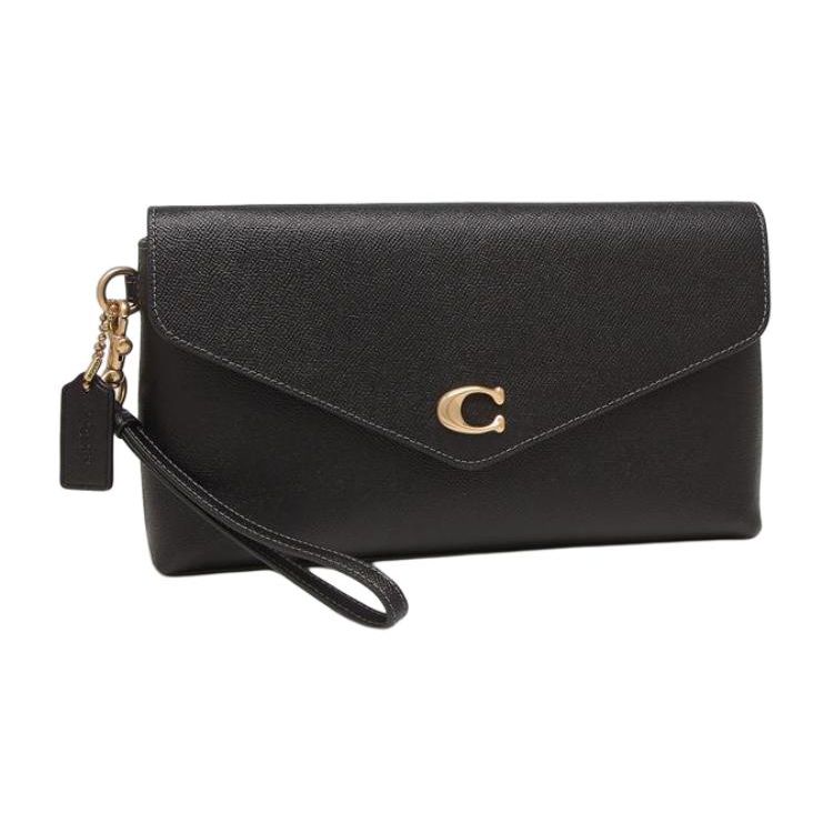 Coach Wyn 27 Einfarbig Druckknopfverschluss Innenfach mit Reißverschluss Mehrere Kartenfächer Geprägtes Leder Handgelenktasche Handtasche Groß Damenhandtasche CC487-B4BK