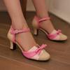 2024 New Sandals Women Shoes High Heel Colored Bow Headed Hollow Straight Line Sandals Platform Shoes Sandals