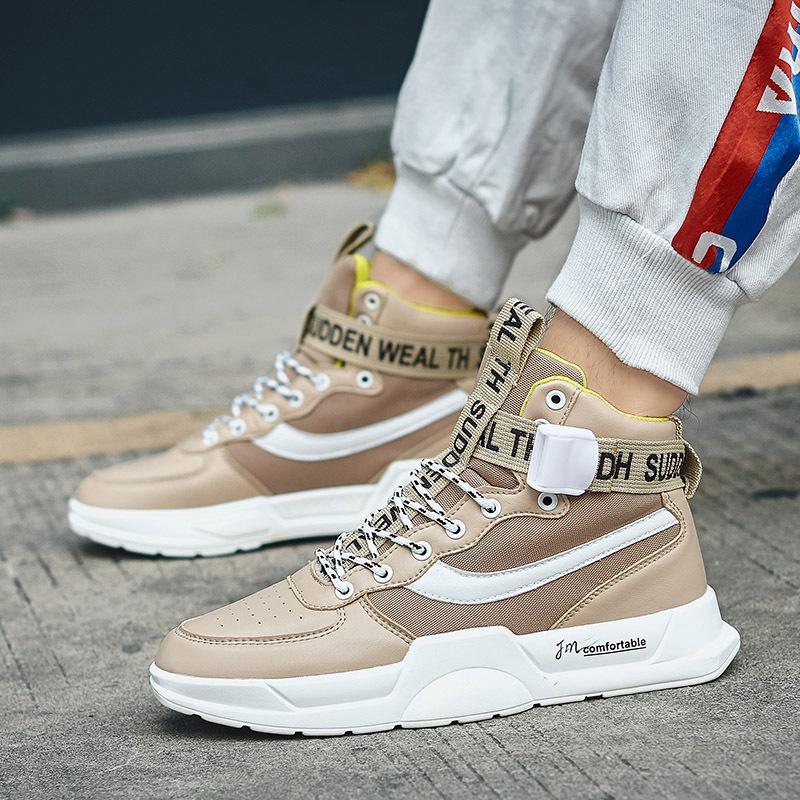 

Мужская обувь Корейская версия повседневной дышащей спортивной обуви Мужская трендовая универсальная обувь для уличных танцев с высоким верхом Обувь для бега для студентов-подростков 44 хаки