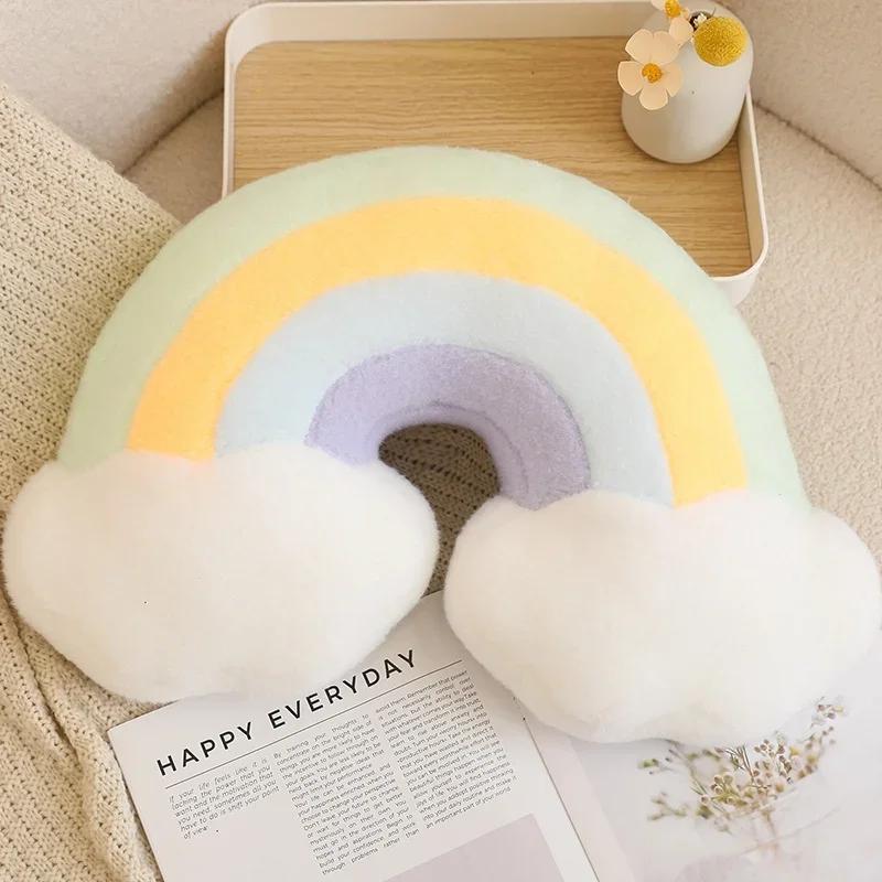 Natural Plush Pillow Stuffed Soft Shooting Star Heart Flower Rainbow Cloud Moon Crown Decor Sofa Chair Cushion Kids Gift