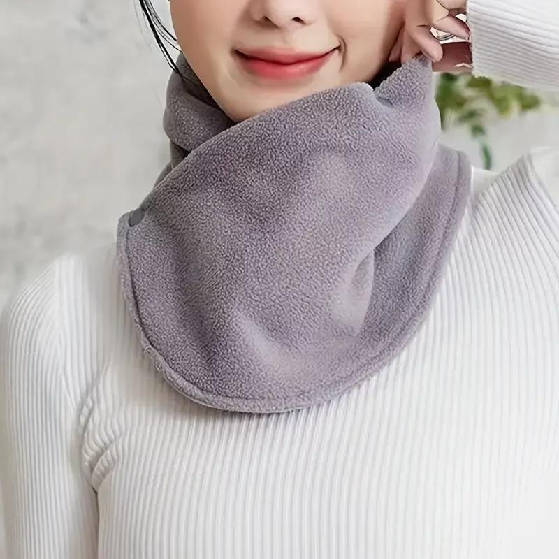 Autumn Winter Velvet Snap Neck Scarf Thick Warm Windproof Riding Neck Cover Solid Color Classic Design Perfect Gift for Women