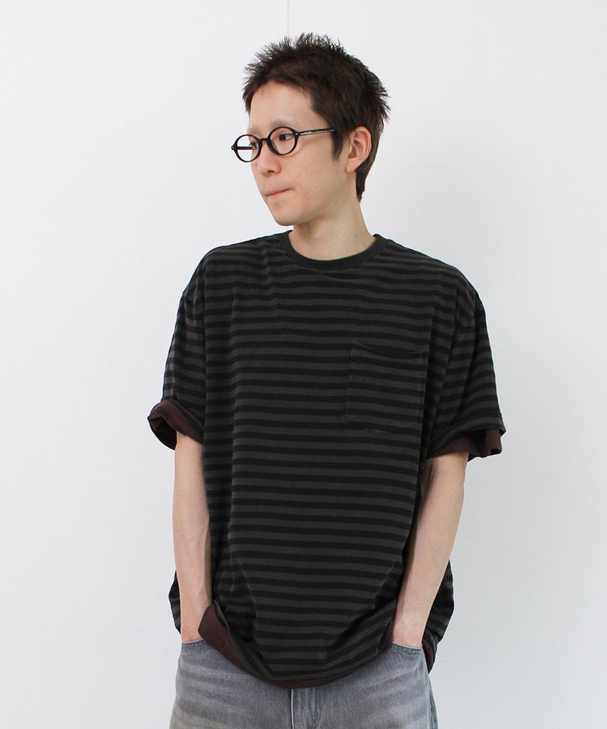 PARAKEET Striped Vintage Pocket Damage Tee (Olive)